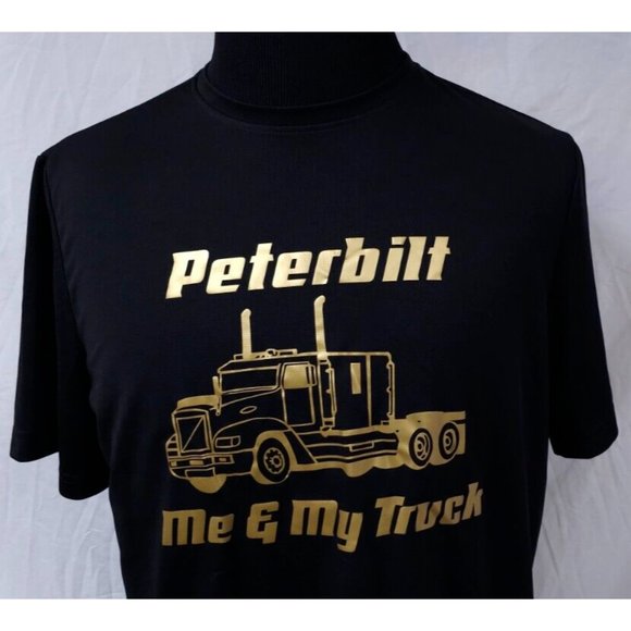 Athletic Works Driworks Mens Large Black Gold Peterbilt Me And My Truck Shirt - Picture 2 of 12